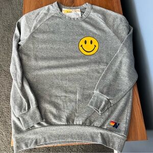 Aviator Nation Smiley Sweatshirt Heather Grey L